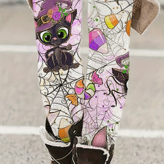 Halloween Graphic Print Skinny Leggings Stretchy Women's Clothing