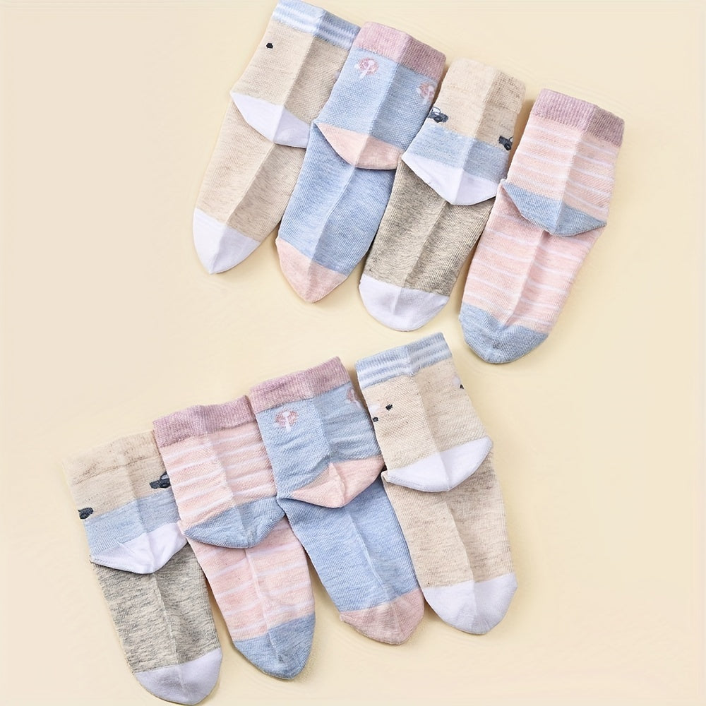 8 Pairs Baby Cartoon Crew Socks for Newborn Infant