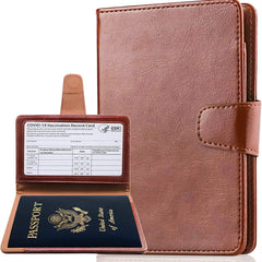 Leather Passport & Vaccine Card Holder Combo - Wallet Cover