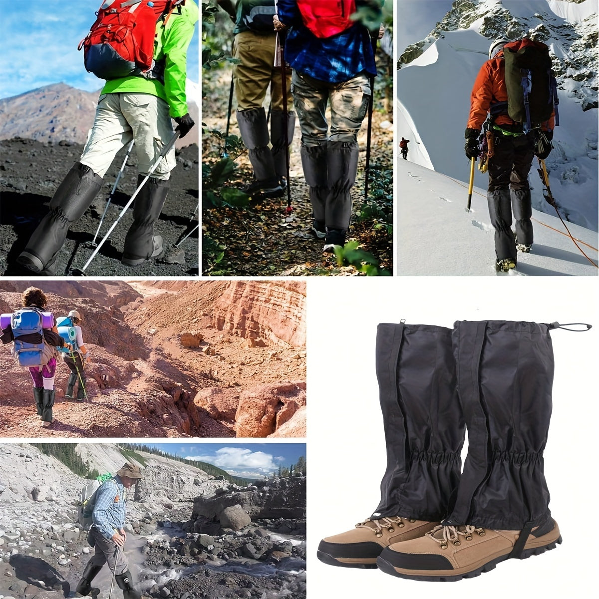Unisex Waterproof Leg Gaiters for Hiking and Climbing