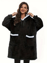 Plush Hooded Robe & Warm Long Sleeve Robe With Pockets
