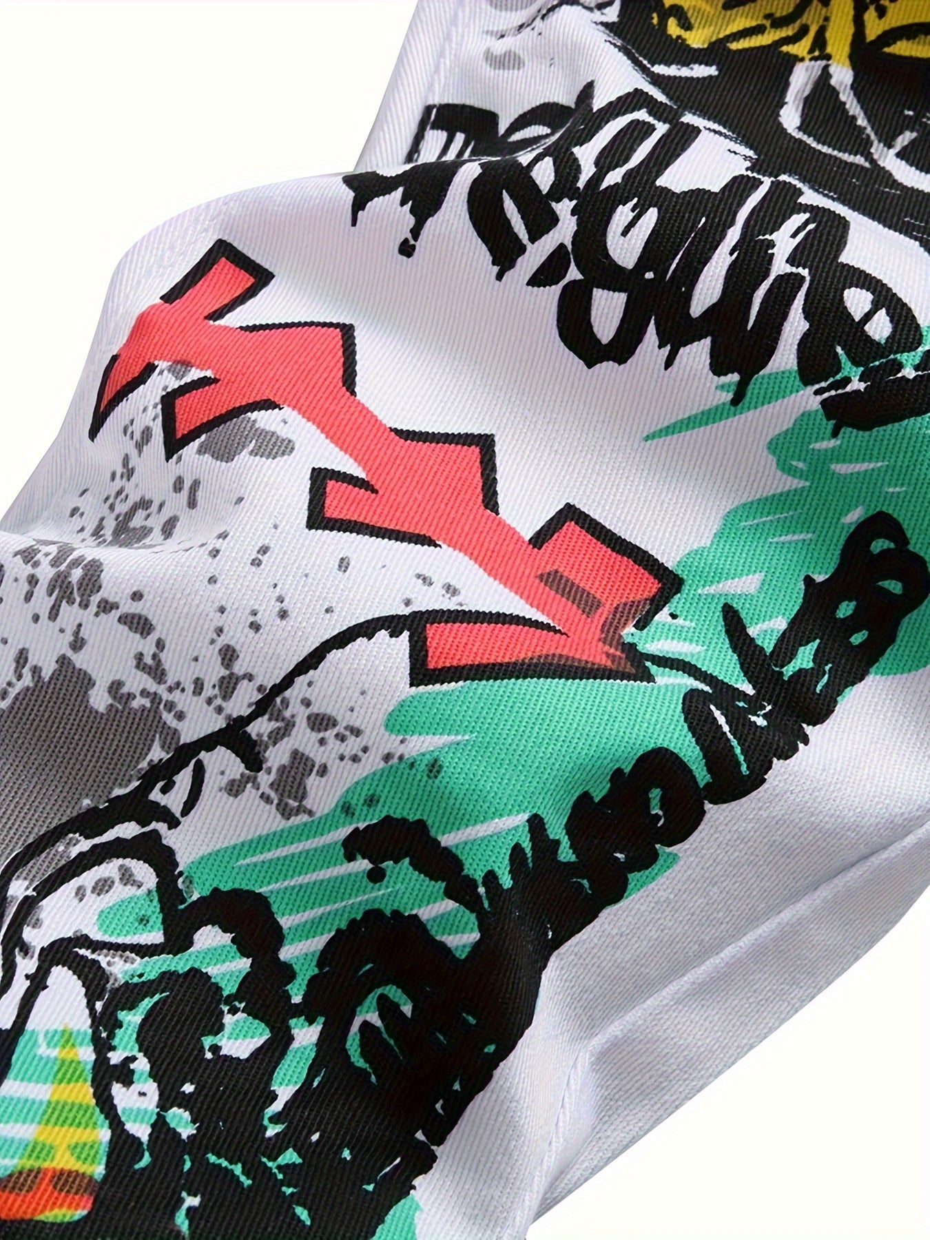 Men's Casual Graffiti Print Skinny Jeans Medium Stretch