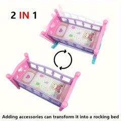 Charming Pink Doll Bed - Ideal for Dollhouses