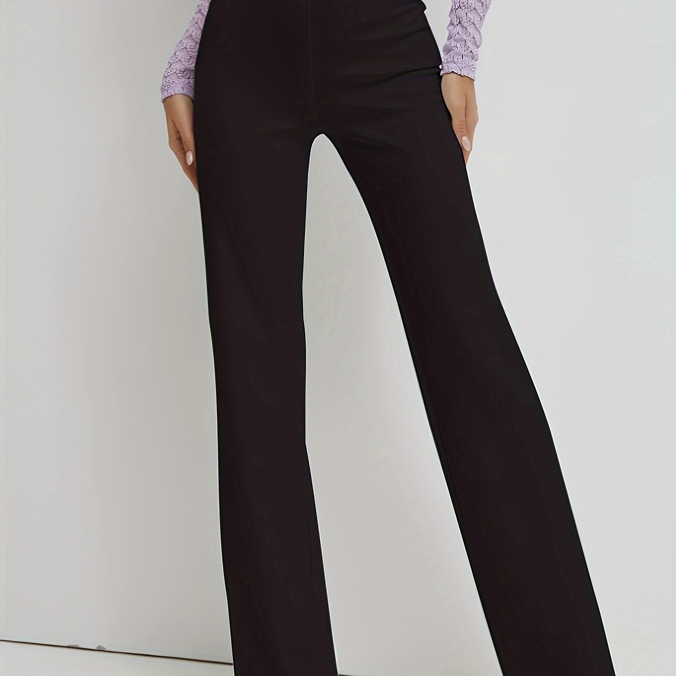 Women's Plus High Waist Straight Leg Trousers
