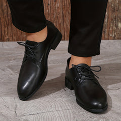 Men's Low Heel Derby Shoes Lace-up Front Dress Shoes