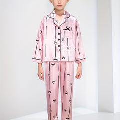 Girls Long Sleeve Pajama Set with Print