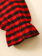 Girls' Plaid Double Breasted Tutu Dress For Christmas