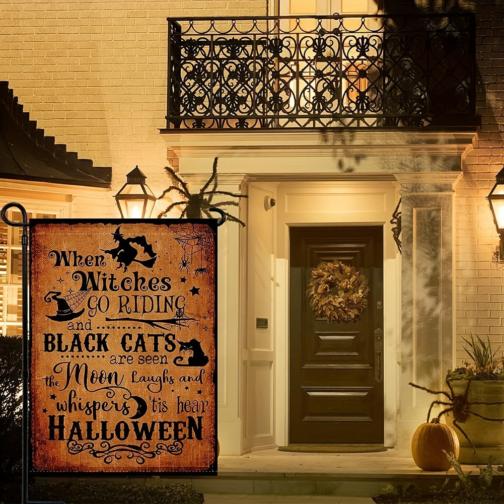 Halloween Garden Flag Double Sided Witches Go Riding 'tis Near Halloween 30x45cm