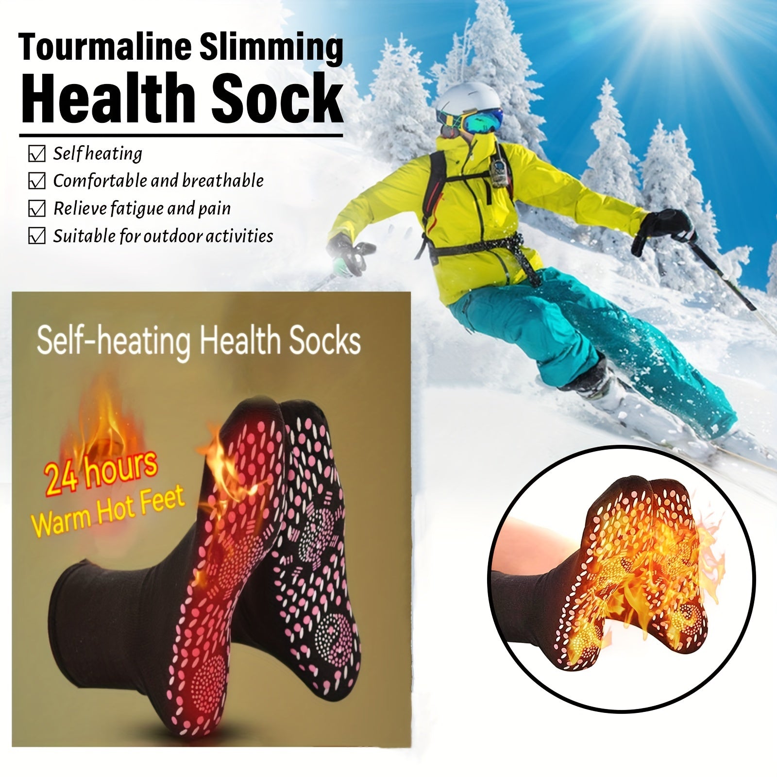 3 Pairs Warm Mid Calf Socks Health Care Massage Thermal Coldproof