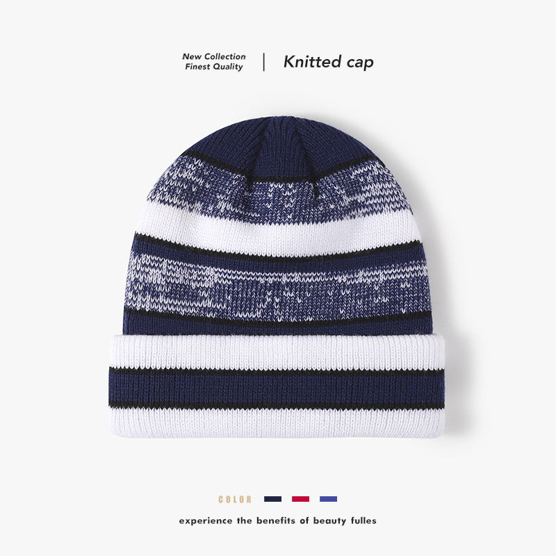 Casual Thickened Warm Knitted Hat Double Layer Jacquard Ear Protection Hat
