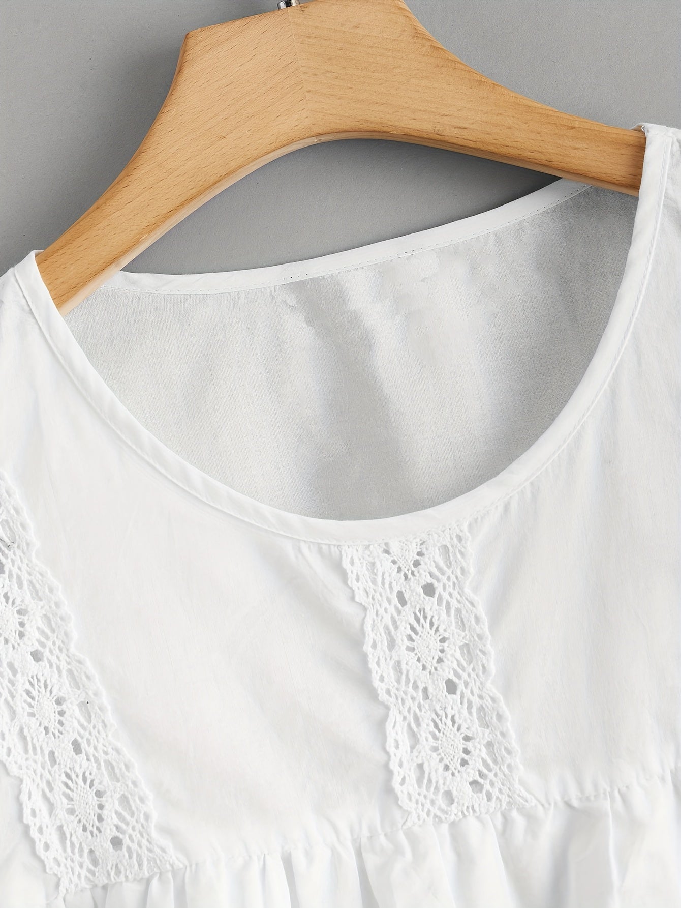 Lace Trim Cap Sleeve Blouse