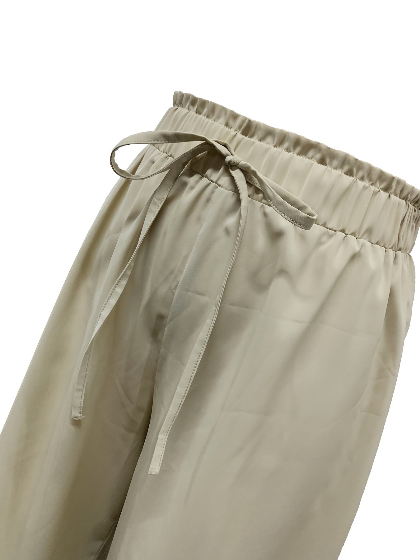 Solid Wide Leg Drawstring Pants for Women