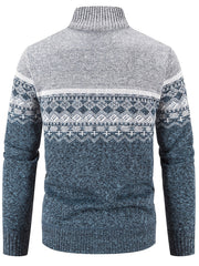 Men's Snowflake Cardigan, Stand Collar, Thickened Warm Knitting