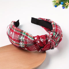 Christmas Style Knotted Headband Snow Plaid Holiday Party Hair Accessory