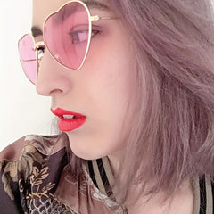 Love Heart Frame Sunglasses Rimless Gradient Lens UV Protection
