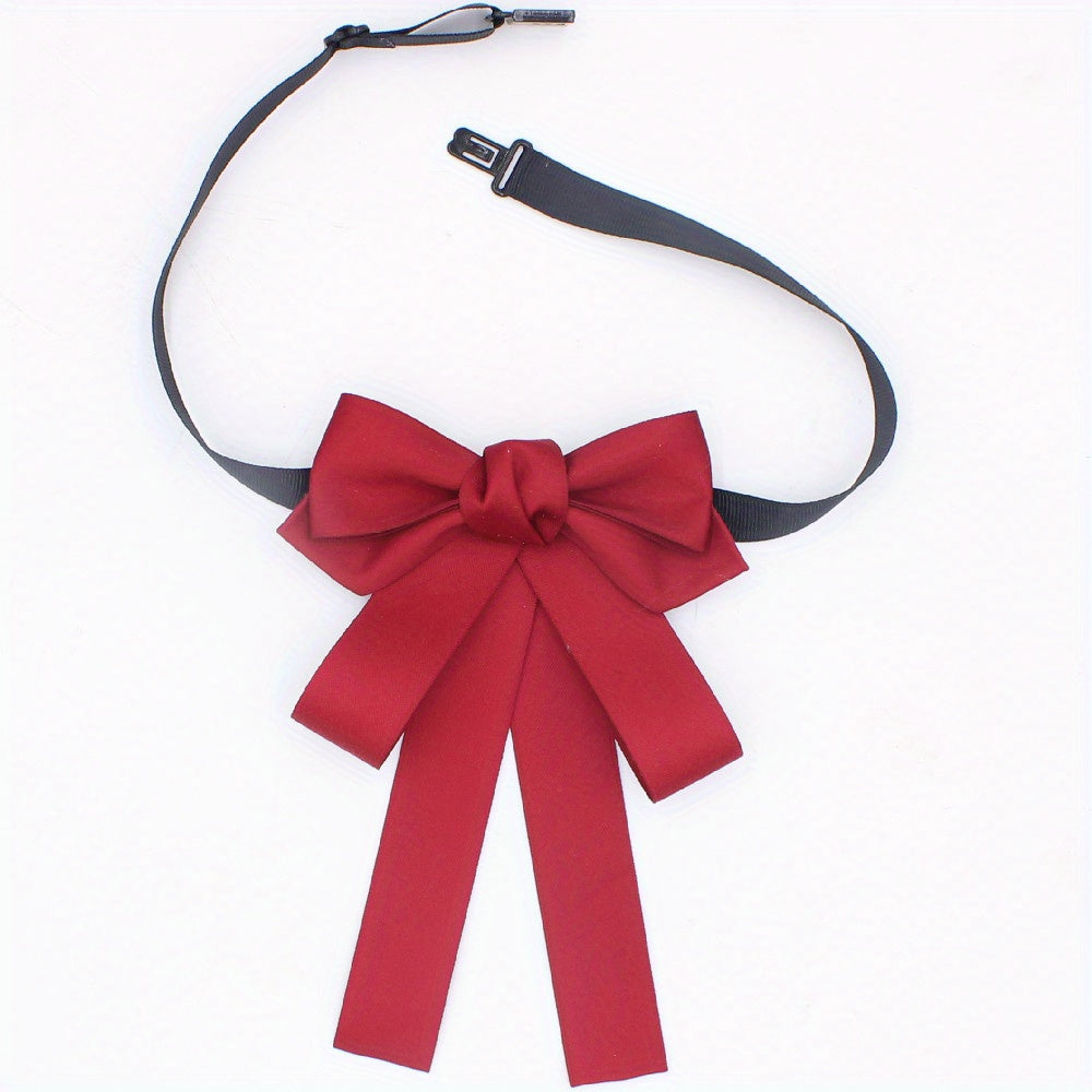 Solid Classic Bow Tie Layer Bowknot Adjustable Necktie For Women