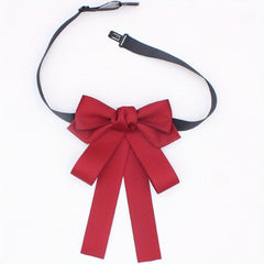 Solid Classic Bow Tie Layer Bowknot Adjustable Necktie For Women