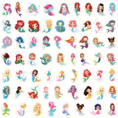 60pcs Mermaid Stickers Waterproof for Laptop Phone Skateboard