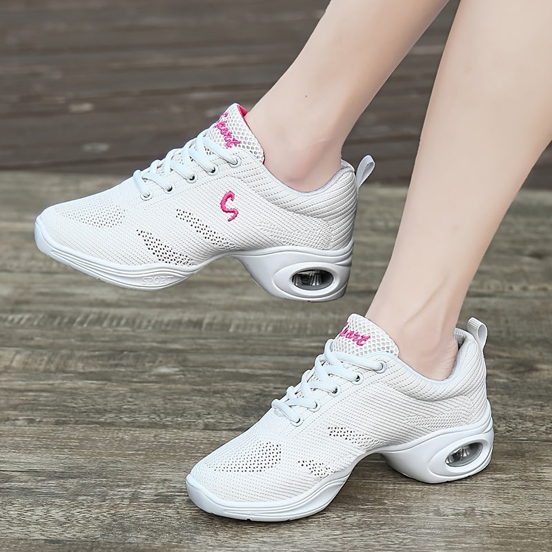 Breathable Mesh Women's Heightened Sneakers Professional Dance Shoes