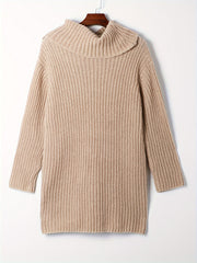 Solid Long Sleeve Turtle Neck Sweater Dress