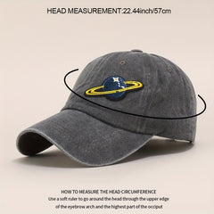 Planet Embroidery Baseball Cap Vintage Washed Distressed Dad Hat Unisex