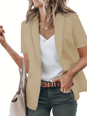 Short Sleeve Open Front Blazer Casual Lapel Summer Women's Clothing