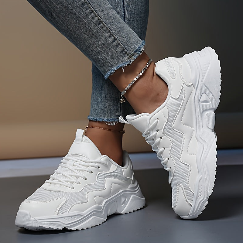 Women's Mesh Chunky Sneakers Non slip Comfort Lace up Athletic Dad Shoes
