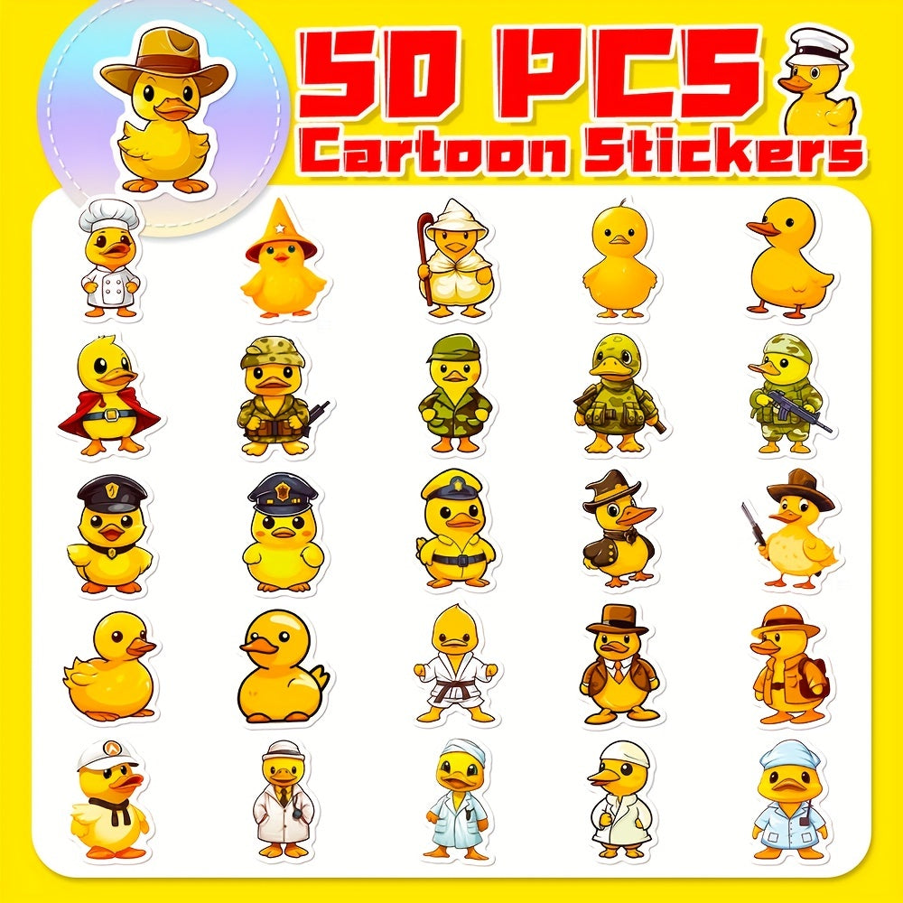 50pcs Yellow Duck Graffiti Stickers for Guitar Skateboard Phone Laptop