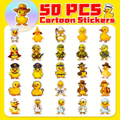 50pcs Yellow Duck Graffiti Stickers for Guitar Skateboard Phone Laptop