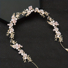 Faux Pearl Flower Hairband Tiara Rhinestone Bridal Headpiece