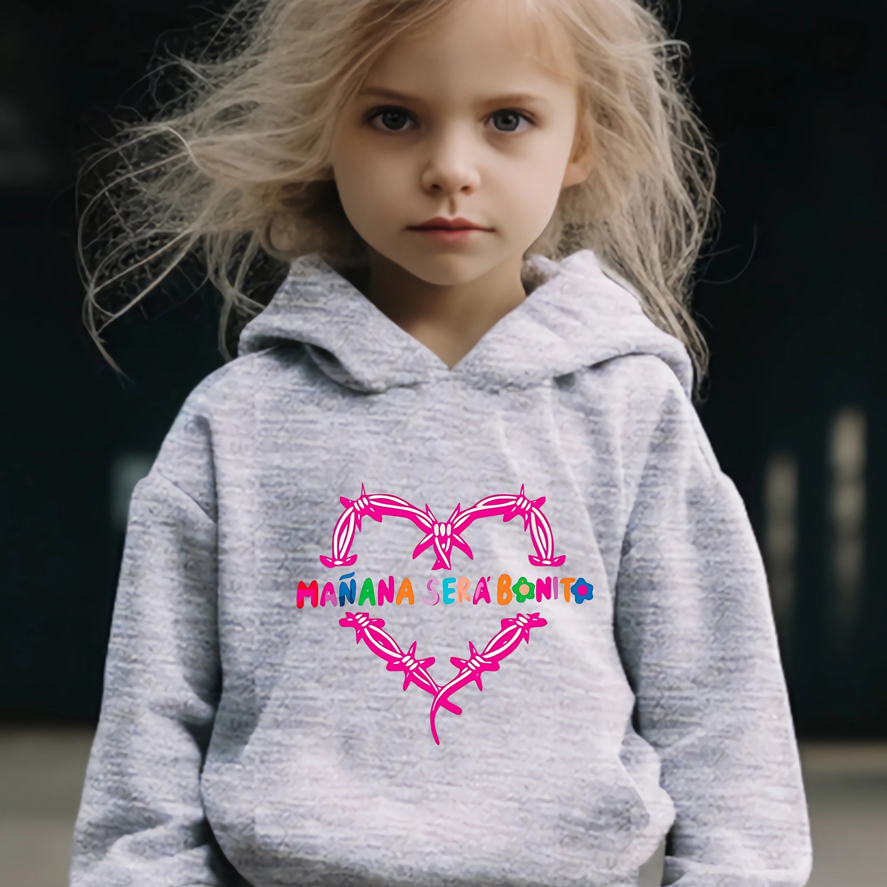 Kid's Cartoon Heart & Letter Print Outfit Hoodie & Pants Set