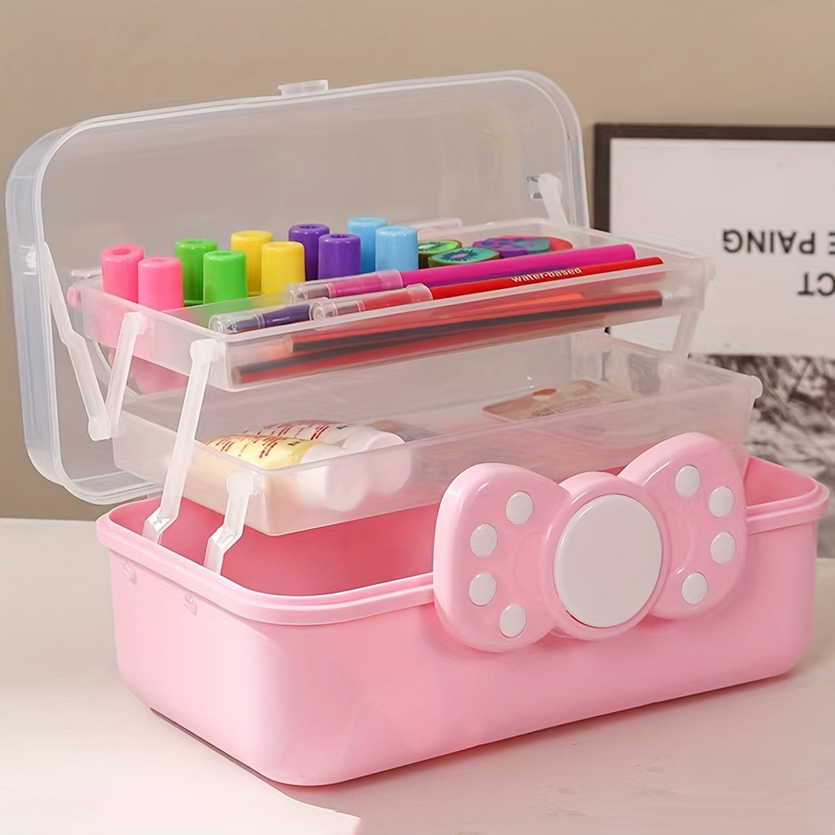 1pc Three-layer Portable Storage Box Foldable Large Hardware Tool Box