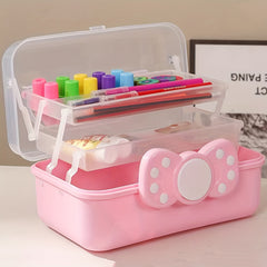 1pc Three-layer Portable Storage Box Foldable Large Hardware Tool Box