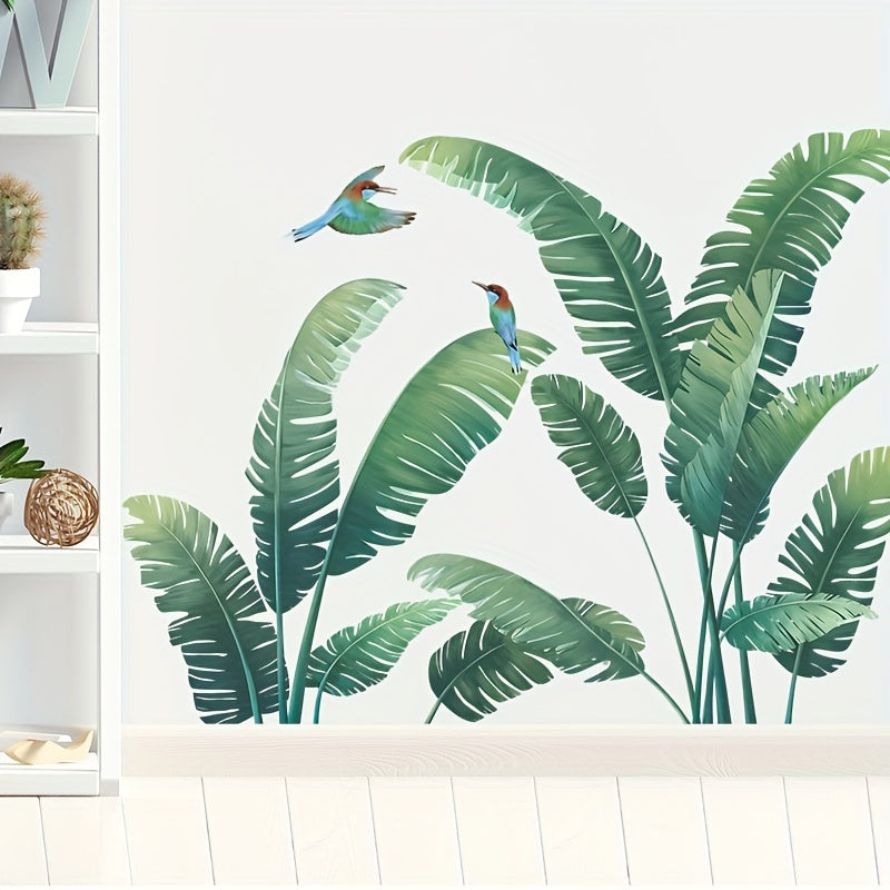 Tropical Green Plant Turtle Leaf Wall Sticker PVC Self-adhesive