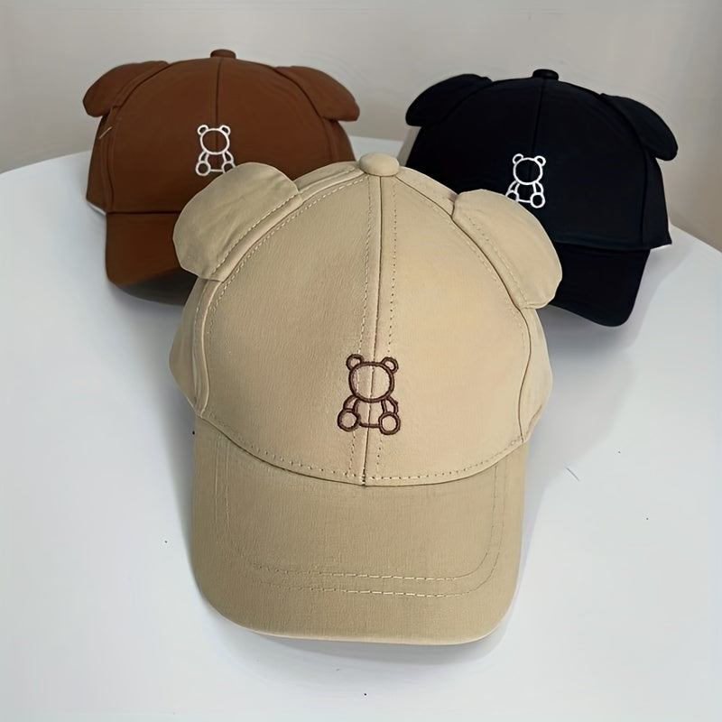 Kids' Bear Embroidered Sunshade Hat for Outdoor Activities