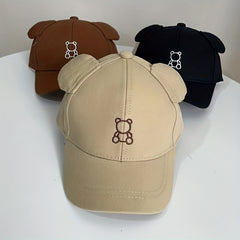 Kids' Bear Embroidered Sunshade Hat for Outdoor Activities