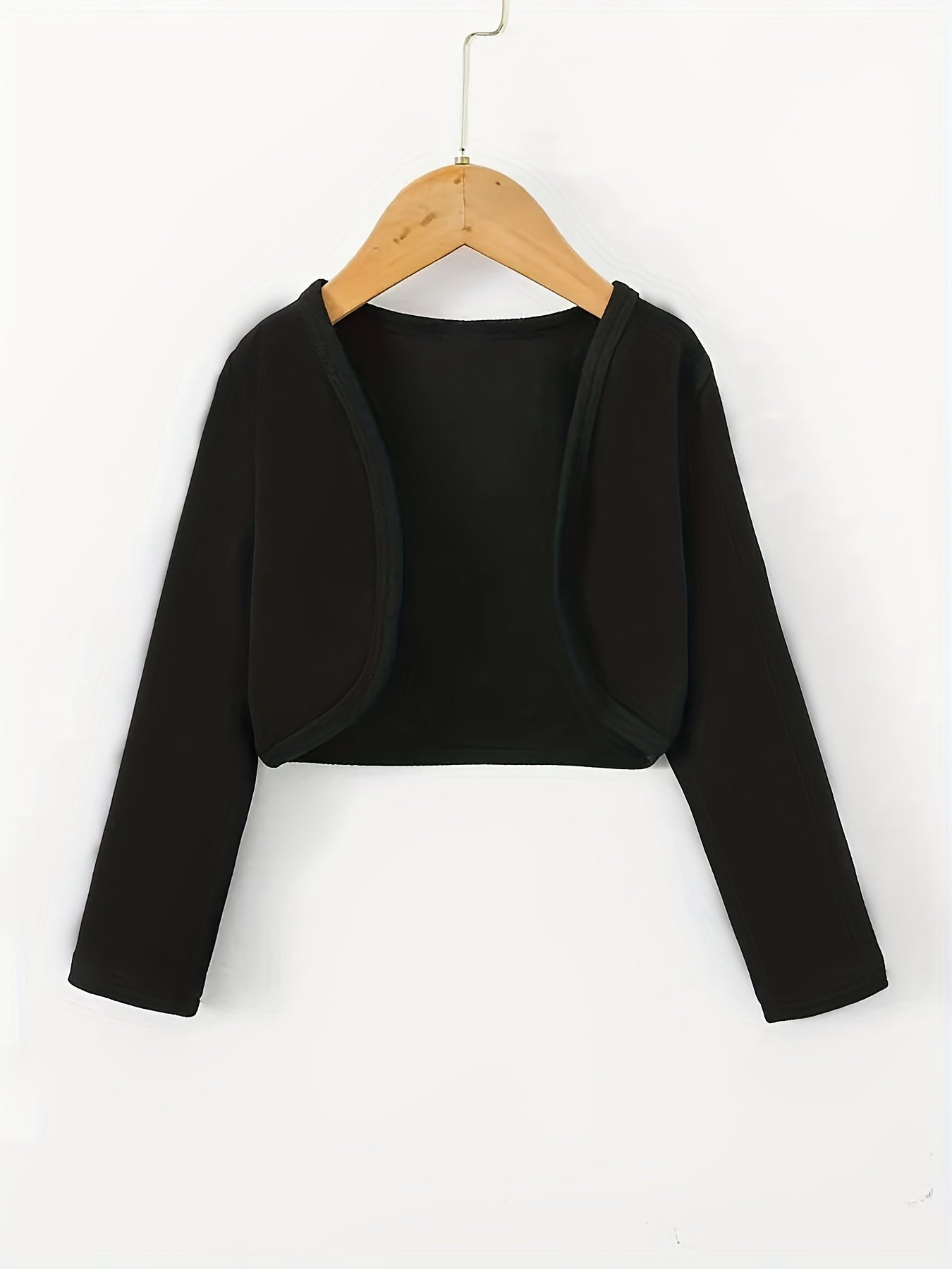 Solid Open Front Blazer Casual Long Sleeve Crop Blazer Women's Clothing