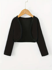 Solid Open Front Blazer Casual Long Sleeve Crop Blazer Women's Clothing