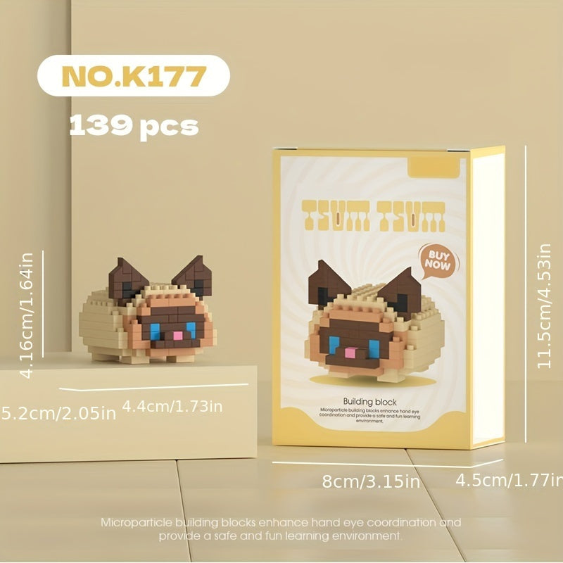 Toy Ragdoll Cat Siamese Cat Husky Dog Building Blocks Mini Brick Toys