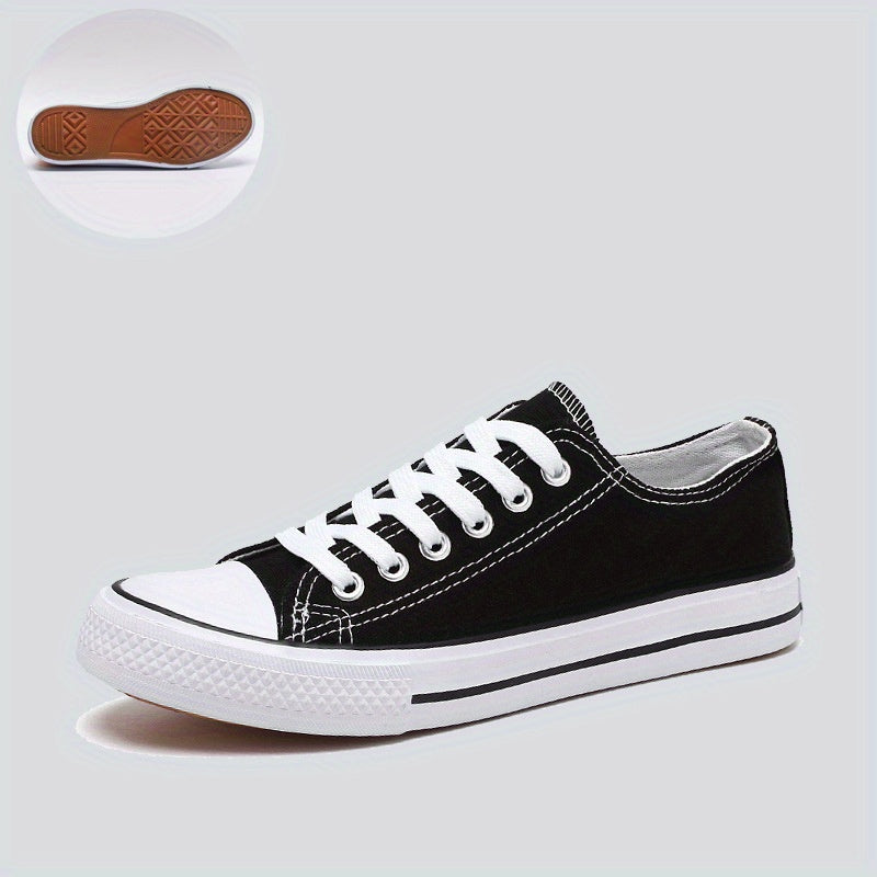 Women's Minimalist Flat Canvas Shoes Solid Lace Up Low Classic Shoes