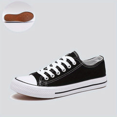 Women's Minimalist Flat Canvas Shoes Solid Lace Up Low Classic Shoes