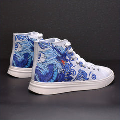 Men's Chinese Mythology High Top Canvas Sneakers with Good Grip
