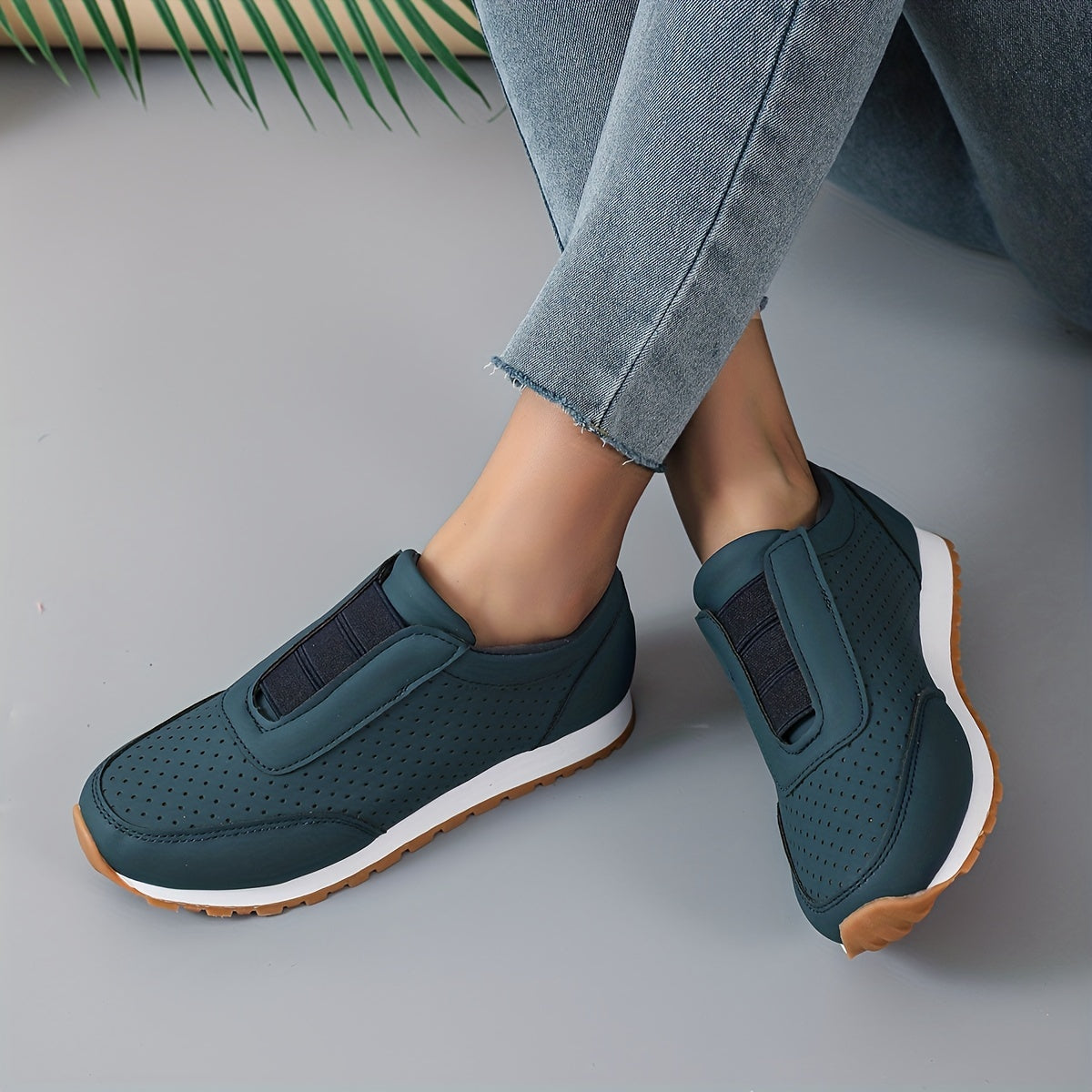 Women's Hollow Out Slip On Sneakers Breathable Outdoor Shoes