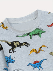 Boys Dino Graphic Loungewear Set Long Sleeve Pullover Top & Pants PJ Set