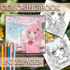 Anime Girl's World Coloring Book - Stress Relieving Notebook