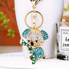 Rhinestone Koala Keychain Metal Key Ring Purse Bag Backpack Car Charm