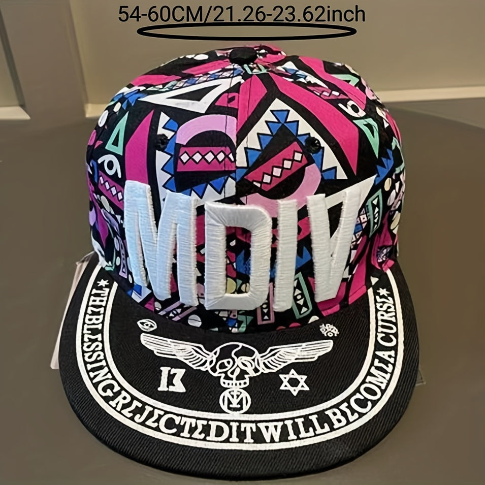 Skull Print Embroidery Baseball Cap Colorful Graffiti Print Sports Hat