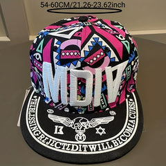 Skull Print Embroidery Baseball Cap Colorful Graffiti Print Sports Hat