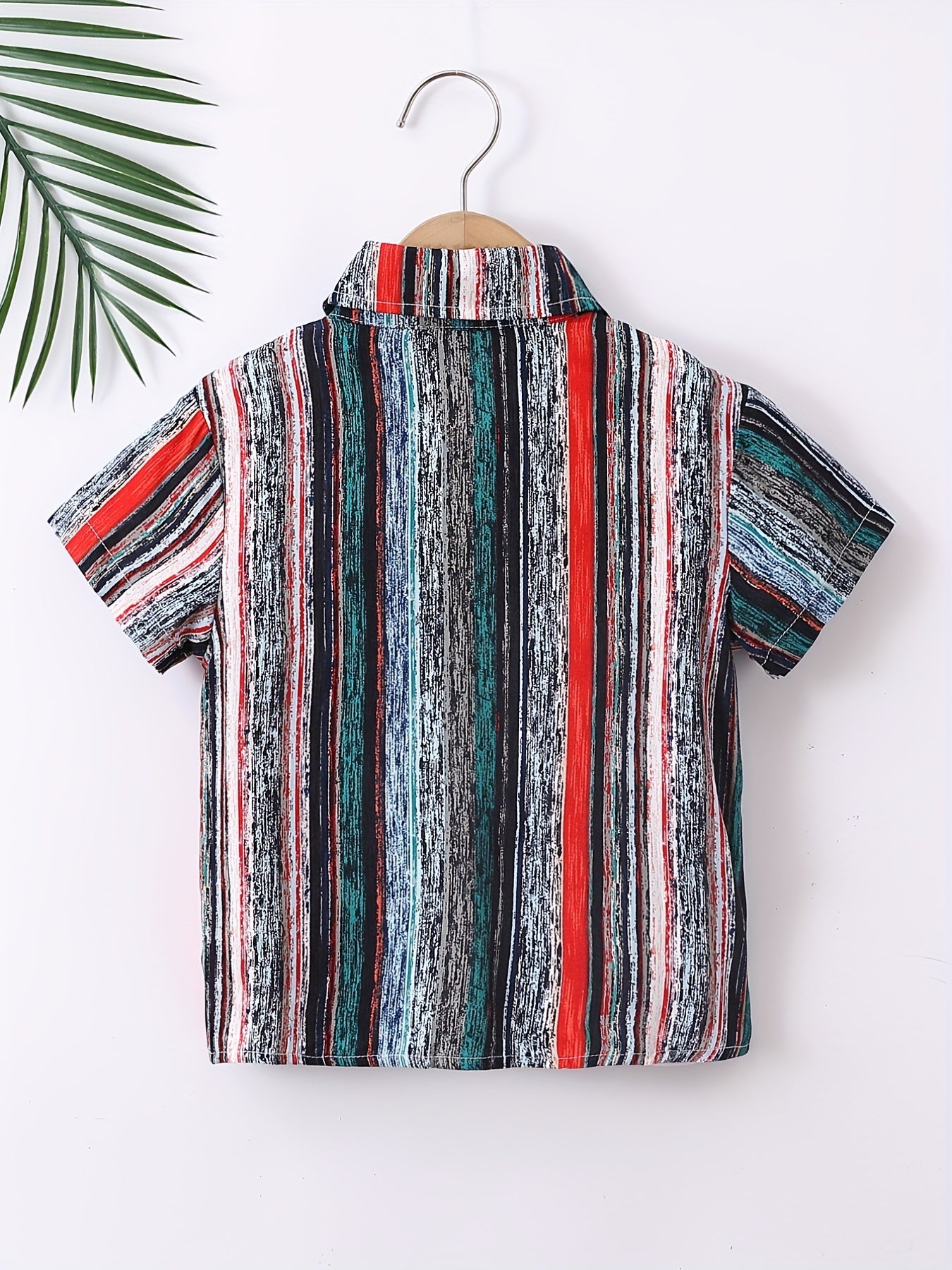 Block Print Boys Shirt Casual Short Sleeve Button Down Lapel Shirt Boys