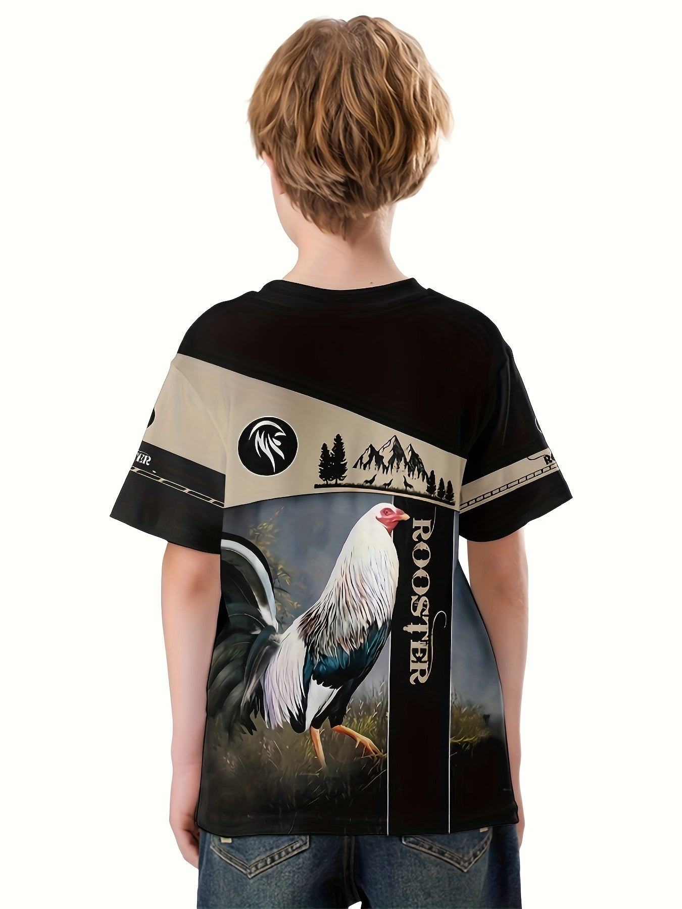ROOSTER 3D Print Boys T shirt Summer Kids Outgoing Clothes